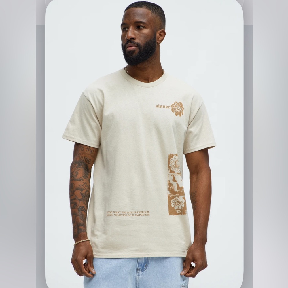 Sinner at Heart Graphic T-Shirt - beige